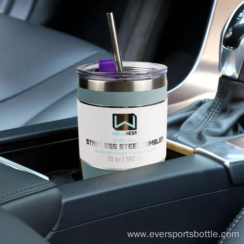 590ml Plastic Lid With Straw Vacuum Cup